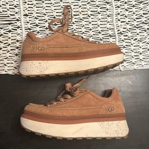 UGG MARIN LACE-UP PLATFORM SNEAKERS CHESNUT